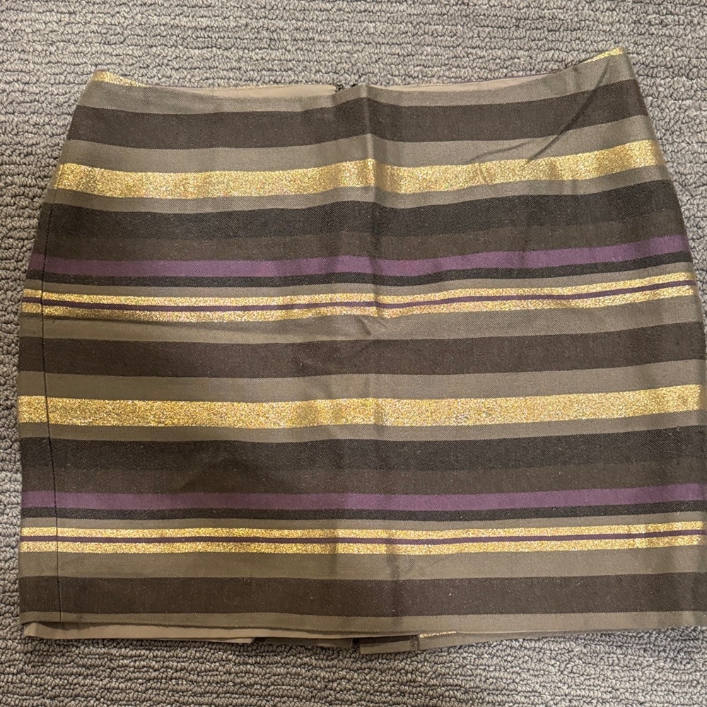 Banana Republic Gold and Purple Striped Mini Skirt